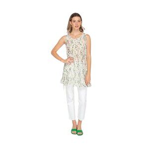 Off White Green Leafy Charm Tunic/ Top